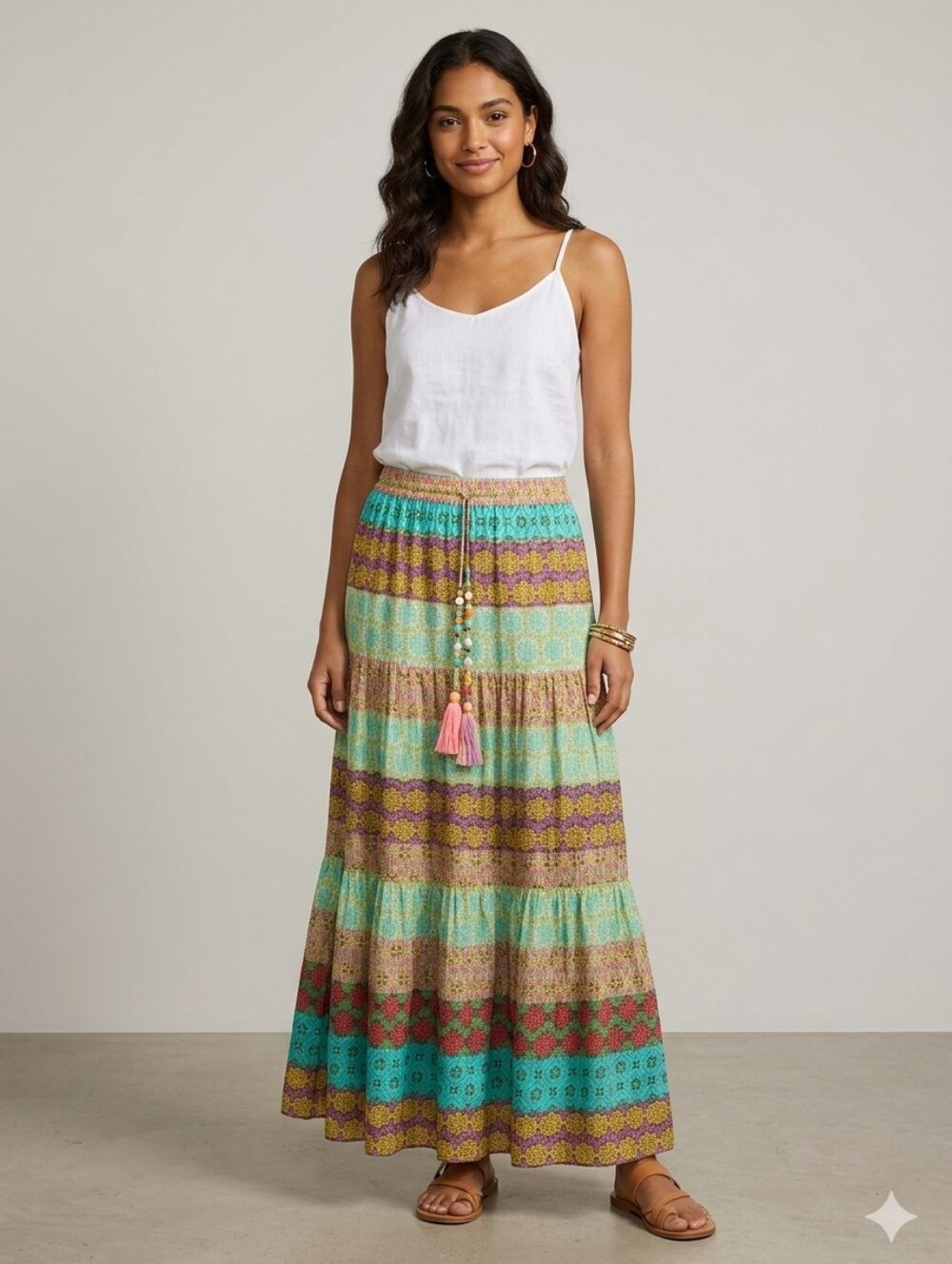ZARA BOHO PRINT MAXI SKIRT SIZE LARGE
